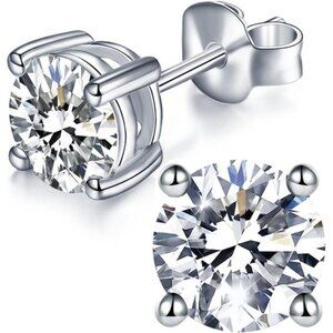 Moissanite Stud Earrings with 0.6ct-3ct D Color Round Cut Lab Created